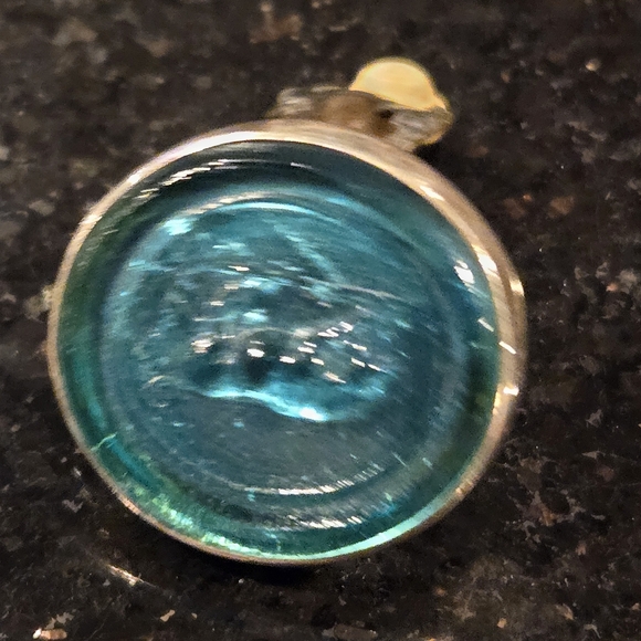 Rebecca Collins Bless our Earth Intaglio Glass Collectors Teal Clip on E…